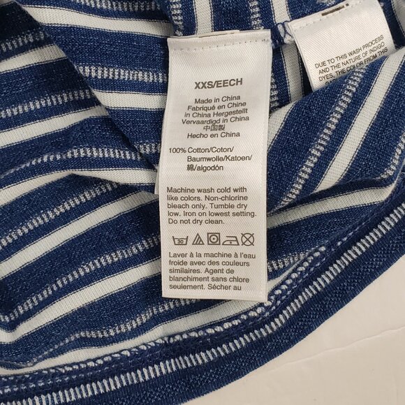 Madewell XXS Blue White Stripe Womens T-shirt Top Summer Spring Buttons - Picture 6 of 13